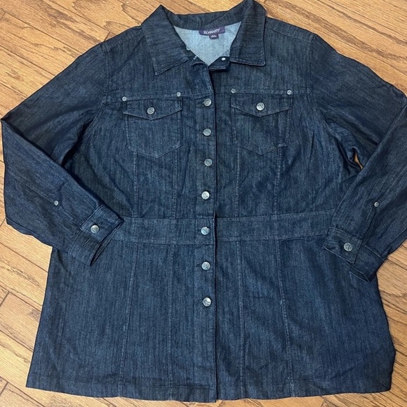 Roaman's Jackets & Blazers - Roman's Blue Jean Pocket Jacket Dark
Wash Sz 22W